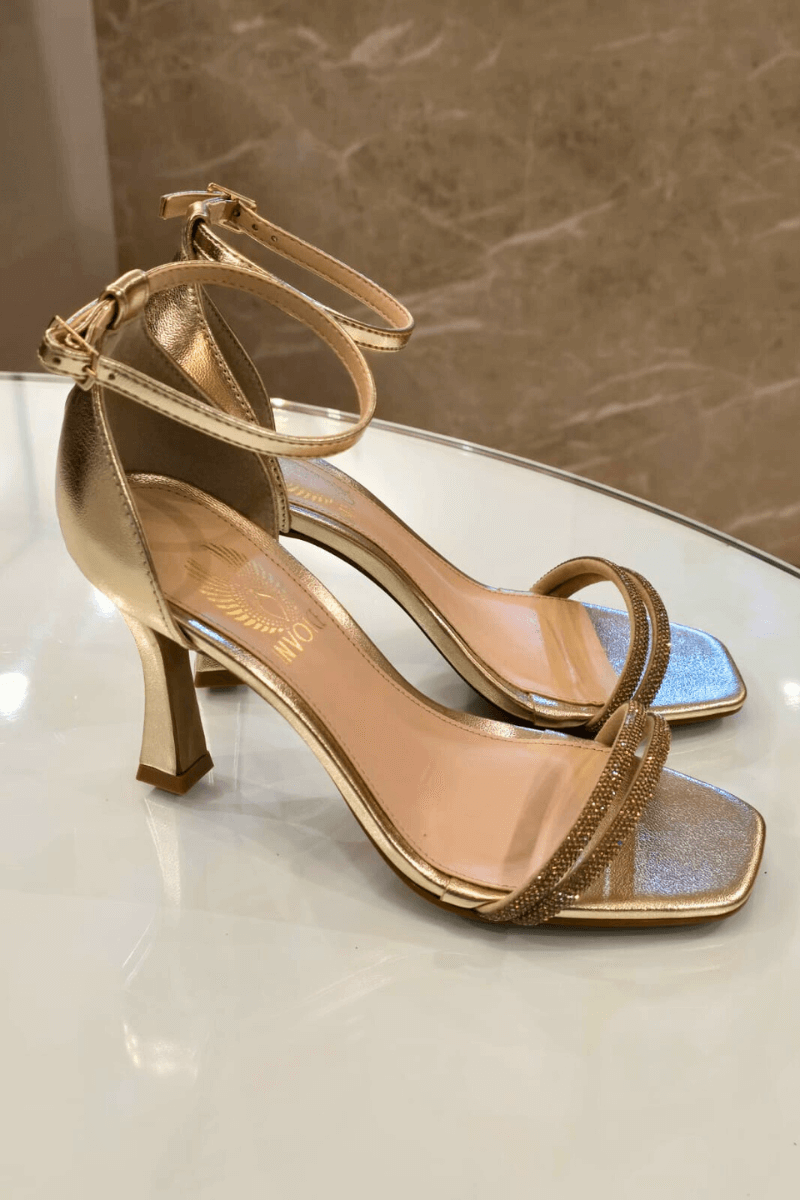 Sandália Dourada Metálica