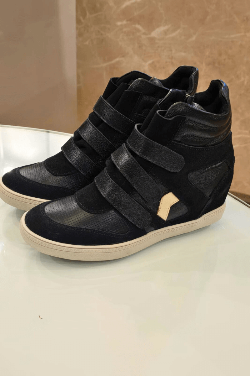 Tênis Wedge Cano Alto Preto
