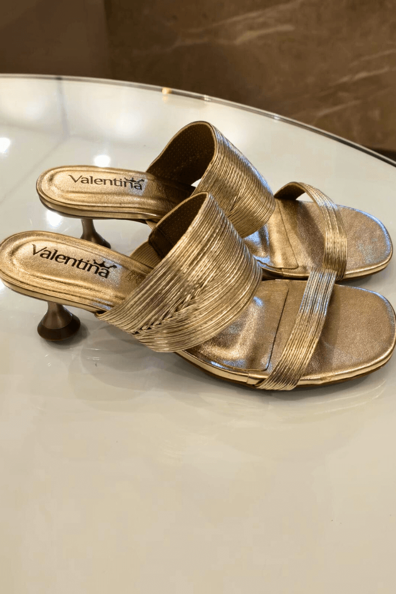 Tamanco Dourado Metálico